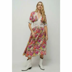 Warehouse Satin Lace Tea Midi Dress In Floral For Female -Warehouse Sales Store unnamed file 4509