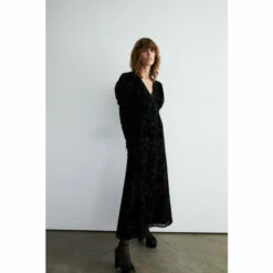 Warehouse Burn Out Devore V Neck Midi Dress For Female -Warehouse Sales Store unnamed file 4528