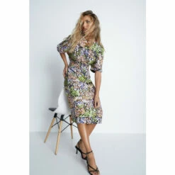 Warehouse Abstract Smudge Multi Stitch Belted Soft Shift Dress For Female -Warehouse Sales Store unnamed file 4559