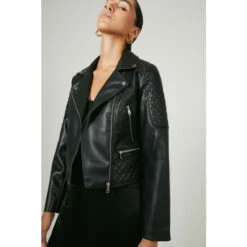 Warehouse Faux Leather Quilted Shoulder Biker Jacket For Female -Warehouse Sales Store unnamed file 456
