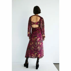 Warehouse Velvet Devore Puff Sleeve Midi Dress For Female -Warehouse Sales Store unnamed file 4563