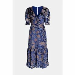 Warehouse Floral Devore Midi Dress For Female -Warehouse Sales Store unnamed file 4586
