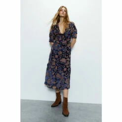 Warehouse Floral Devore Midi Dress For Female -Warehouse Sales Store unnamed file 4587
