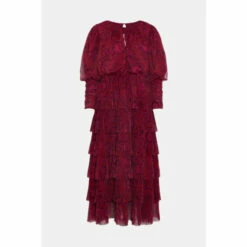 Warehouse Printed Tiered Tulle Dress For Female -Warehouse Sales Store unnamed file 4596