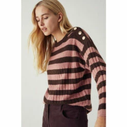 Warehouse Wide Rib Stripe Button Knit Jumper For Female 16 Warehouse Wide Rib Stripe Button Knit Jumper For Female -Warehouse Sales Store unnamed file 4628