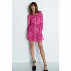 Warehouse Sparkle Tie Waist Button Through Mini Dress For Female -Warehouse Sales Store unnamed file 4684