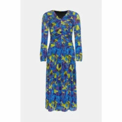 Warehouse WH X Kimberley Burrows Metallic Plisse Ruched Midi Dress For Female -Warehouse Sales Store unnamed file 4706