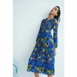 Warehouse WH X Kimberley Burrows Metallic Plisse Ruched Midi Dress For Female -Warehouse Sales Store unnamed file 4709