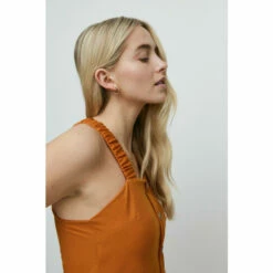 Warehouse Pique Ruched Strap Cross Back Short Dress For Female -Warehouse Sales Store unnamed file 4730