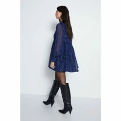 Warehouse Petite Sparkle Tie Neck Mini Dress For Female -Warehouse Sales Store unnamed file 4749