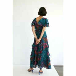 Warehouse WH X William Morris Society Sparkle Ruffled Midi Dress For Female -Warehouse Sales Store unnamed file 4753