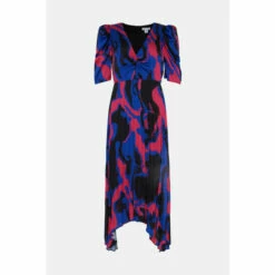 Warehouse Abstract Print Pleated Midi Dress For Female -Warehouse Sales Store unnamed file 4759