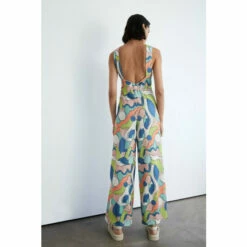 Warehouse Textured Jersey Abstract Halter Neck Jumpsuit For Female -Warehouse Sales Store unnamed file 4800