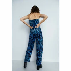Warehouse Zebra Print Velvet Bandeau Wide Leg Jumpsuit For Female -Warehouse Sales Store unnamed file 4813