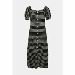 Warehouse Stripe Pique Sweetheart Neck Midi Dress For Female -Warehouse Sales Store unnamed file 4825