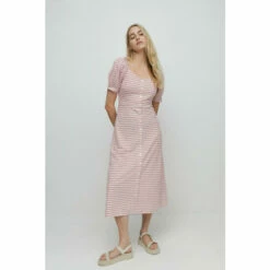 Warehouse Stripe Pique Sweetheart Neck Midi Dress For Female -Warehouse Sales Store unnamed file 4827