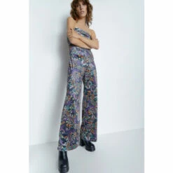 Warehouse Paisley Print Velvet Bandeau Wide Leg Jumpsuit For Female -Warehouse Sales Store unnamed file 4834