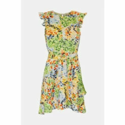 Warehouse Abstract Spot Ruffle Hem Dress For Female -Warehouse Sales Store unnamed file 4851