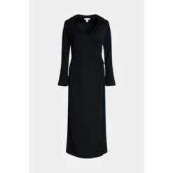 Warehouse Jersey Crepe Button Wrap Gathered Shirt Dress For Female -Warehouse Sales Store unnamed file 4868