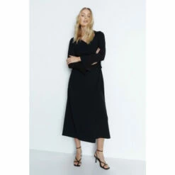 Warehouse Jersey Crepe Button Wrap Gathered Shirt Dress For Female -Warehouse Sales Store unnamed file 4870