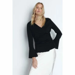 Warehouse Jersey Crepe Button Wrap Gathered Shirt For Female