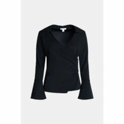 Warehouse Jersey Crepe Button Wrap Gathered Shirt For Female -Warehouse Sales Store unnamed file 4875