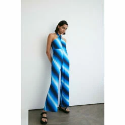 Warehouse Stripe Halter Neck Jersey Crepe Jumpsuit For Female -Warehouse Sales Store unnamed file 4882