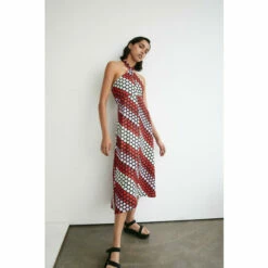 Warehouse Spot Halter Neck Jersey Crepe Midi Dress For Female