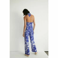 Warehouse Halter Neck Floral Border Print Jumpsuit For Female -Warehouse Sales Store unnamed file 4906
