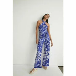 Warehouse Halter Neck Floral Border Print Jumpsuit For Female -Warehouse Sales Store unnamed file 4908