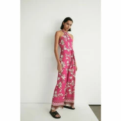 Warehouse Halter Neck Floral Border Print Jumpsuit For Female -Warehouse Sales Store unnamed file 4909