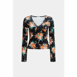 Warehouse Black Floral Print Velvet Cut Out Corset Style Top For Female -Warehouse Sales Store unnamed file 4918
