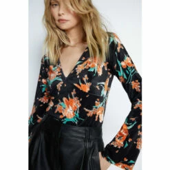 Warehouse Black Floral Print Velvet Cut Out Corset Style Top For Female -Warehouse Sales Store unnamed file 4920