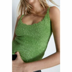 Warehouse Tinsel Scallop Neck Knit Top For Female -Warehouse Sales Store unnamed file 4930
