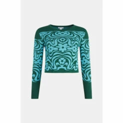 Warehouse Petite Wave Floral Jacquard Knit Jumper For Female -Warehouse Sales Store unnamed file 4936