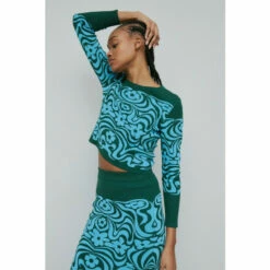 Warehouse Petite Wave Floral Jacquard Knit Jumper For Female -Warehouse Sales Store unnamed file 4937