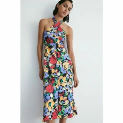 Warehouse Floral Halter Neck Jersey Crepe Midi Dress For Female -Warehouse Sales Store unnamed file 4988