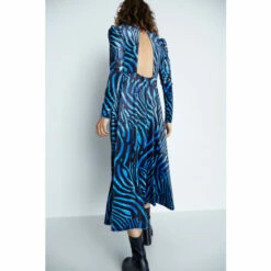 Warehouse Zebra Print Velvet Funnel Neck Midi Dress For Female -Warehouse Sales Store unnamed file 5004