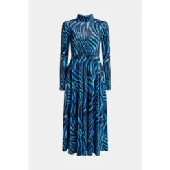 Warehouse Zebra Print Velvet Funnel Neck Midi Dress For Female -Warehouse Sales Store unnamed file 5005