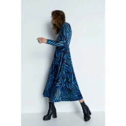 Warehouse Zebra Print Velvet Funnel Neck Midi Dress For Female -Warehouse Sales Store unnamed file 5007