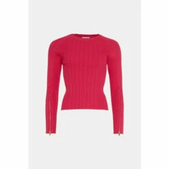 Warehouse Rib Zip Sleeve Knit Jumper For Female -Warehouse Sales Store unnamed file 5025