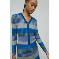 Warehouse Colour Block Plated Rib Knit Cardigan For Female -Warehouse Sales Store unnamed file 5047