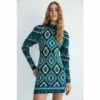 Warehouse Tile Border Jacqaurd Knit Dress For Female