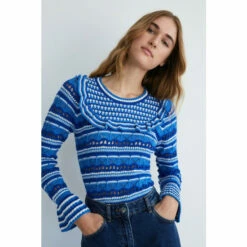 Warehouse Pointelle Frill Yoke Knit Jumper For Female -Warehouse Sales Store unnamed file 5082