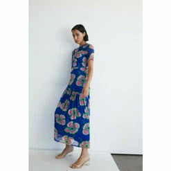 Warehouse Floral Mesh Ruched Drop Tiered Midi Dress For Female -Warehouse Sales Store unnamed file 5094