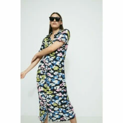 Warehouse Animal Printed Plisse Shirt Dress For Female