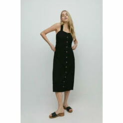 Warehouse Pique Ruched Strap Midi Dress For Female -Warehouse Sales Store unnamed file 5116