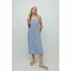 Warehouse Pique Ruched Strap Midi Dress For Female -Warehouse Sales Store unnamed file 5117