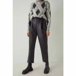 Warehouse Faux Leather D Ring Peg Trouser For Female