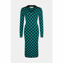 Warehouse Checkerboard Jacquard Polo Knit Dress For Female -Warehouse Sales Store unnamed file 5164